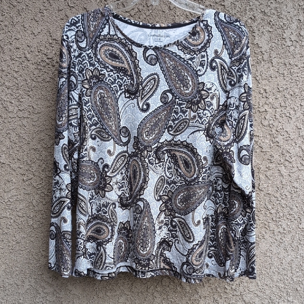 Croft & Barrow Paisley Sz1X Long Sleeve 100%Cotton NWOT